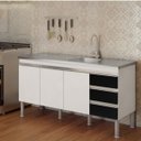 Ver imagem 1 de Balcão de Cozinha 3 Portas 133,5cm Ibiza Mgm Móveis (Balcão Não Acompanha Tampo e Pia)