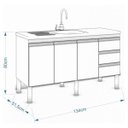 Ver imagem 4 de Balcão de Cozinha 3 Portas 133,5cm Ibiza Mgm Móveis (Balcão Não Acompanha Tampo e Pia)