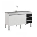 Ver imagem 3 de Balcão de Cozinha 3 Portas 133,5cm Ibiza Mgm Móveis (Balcão Não Acompanha Tampo e Pia)