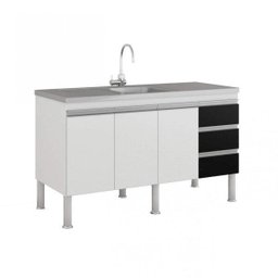 Balcão de Cozinha 3 Portas 133,5cm Ibiza Mgm Móveis (Balcão Não Acompanha Tampo e Pia) - 3