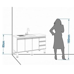 Balcão de Cozinha 3 Portas 133,5cm Ibiza Mgm Móveis (Balcão Não Acompanha Tampo e Pia) - 5