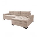 Ver imagem 4 de Sofá Viena Chaise Suede Fixo Pés Madeira Living Confortável Império Areia 376