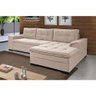 Sofá Viena Chaise Suede Fixo Pés Madeira Living Confortável Império Areia 376 - 1