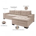 Ver imagem 3 de Sofá Viena Chaise Suede Fixo Pés Madeira Living Confortável Império Areia 376
