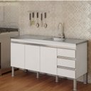 Ver imagem 1 de Balcão de Cozinha 3 Portas 144cm Ibiza Mgm Móveis (Balcão Não Acompanha Tampo e Pia)