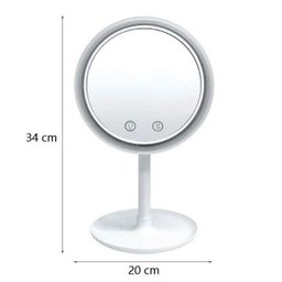 Espelho Maquiagem LED Ventilador Touch Beleza Iluminador 5x Aumento Usb - 4