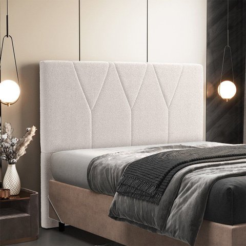 Cabeceira Cama Box Casal King 195 cm Aurora W01 Bouclê Creme - Lyam Decor