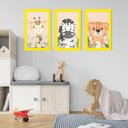 Ver imagem 4 de Kit Quadros Infantil Safari Aquarela 20x30 3 Peças Titulos Moldura Amarela
