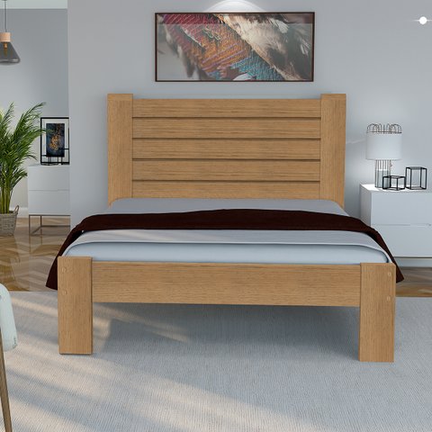 Cama King Size Casal Milano de Madeira Maciça Cedro Tauari Imbuia