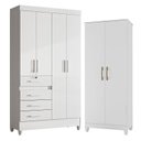 Ver imagem 1 de Guarda Roupa Infantil Sobral e Armário Multiuso Jade Branco Brilho – Moval