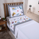 Ver imagem 1 de Jogo de Lençol Masculino 3 Peças Boy Cama Solteiro Menino 300 Fios Estampado Branco