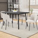 Ver imagem 2 de Kit 2 Cadeiras Sala de Jantar Estofada Gavi L02 Bouclê Cru - Lyam Decor