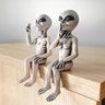 Estátua Alienígena Escultura Decoração Alien Área 51 E.T Dangos Feminino + Masculino (Cinza) - 2