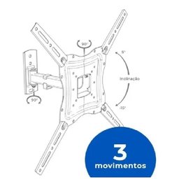 SUPORTE ARTICULADO DE 3 MOVIMENTOS PARA TVS LCD, LED,SMART TV 26 - 4