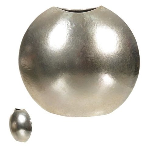 Vaso Decorativo Metal Polido 21cm Prata Florarte Flor Arte