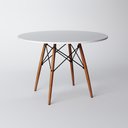 Ver imagem 1 de Mesa de Jantar Eames 80cm Tampo Redondo Branco Base de Madeira