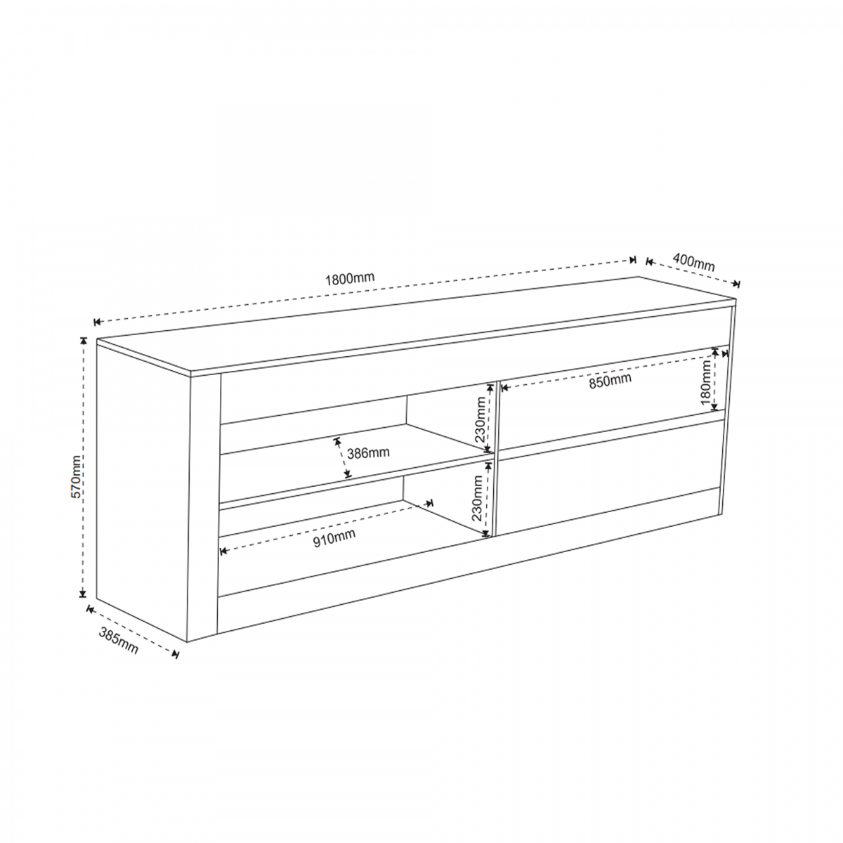 Rack para Tv até 55 Polegadas Hill 2 Gavetas Off White/mel - 3