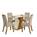 Ver imagem 6 de Conjunto Sala de Jantar Layla Select 4 Lugares Tampo MDF Cadeiras Estofadas Off White 120cm Casa 812