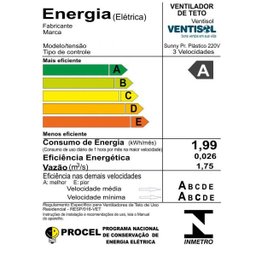 Ventilador de Teto 3 Pás com Controle e Luminária Sunny Ventisol 127V - 3 Ventilador de Teto 3 Pás com Controle e Luminária Sunny Ventisol 127V - 3