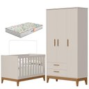 Ver imagem 1 de Guarda Roupa Infantil 3 Portas com Berço Americano Flip Areia Acetinado com Colchão Gazin - Reller
