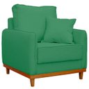 Ver imagem 5 de Kit Poltrona e Sofa Sena 2 Lugar Base de Madeira para Sala Hotel Linho Verde