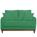 Ver imagem 4 de Kit Poltrona e Sofa Sena 2 Lugar Base de Madeira para Sala Hotel Linho Verde