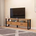 Ver imagem 1 de Rack para Tv até 60 Polegadas 2 Gavetas 180cm Industrial Freijó/preto - Dalla Costa