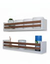 Ver imagem 1 de Prateleira de Mdf Branca e Madeira Multiuso para Banheiro Porta Livro Cozinha 50cm