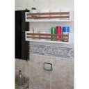 Ver imagem 5 de Prateleira de Mdf Branca e Madeira Multiuso para Banheiro Porta Livro Cozinha 50cm