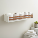 Ver imagem 4 de Prateleira de Mdf Branca e Madeira Multiuso para Banheiro Porta Livro Cozinha 50cm