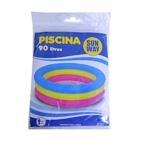 Piscina Infanti Inflável 3 Anéis Coloridos 90 Litros