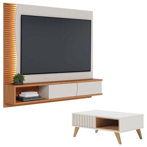 Home Suspenso Egeu com Mesa de Centro Jeri Off White Freijó - Colibri