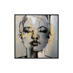 Quadro Decorativo 135x135 cm Mulher 054 com Moldura Laqueada Preto - Gran Belo - 6