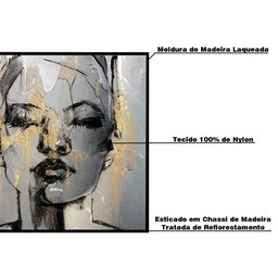 Quadro Decorativo 135x135 cm Mulher 054 com Moldura Laqueada Preto - Gran Belo - 3