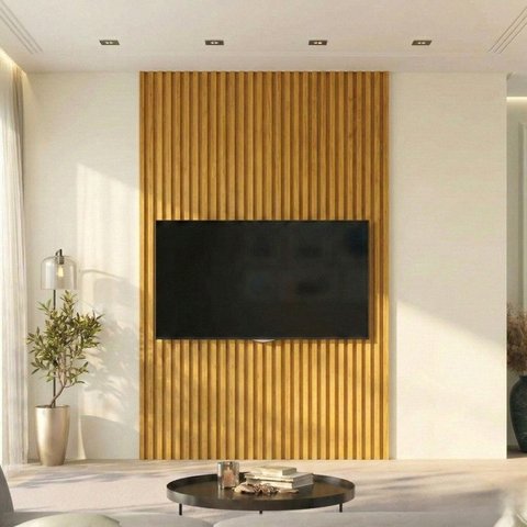 Painel para TV até 65 Polegadas Ripado 100% MDF 250CMX184CM Supremo Marrom