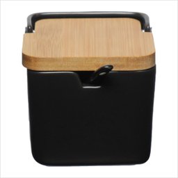 SALEIRO PORCELANA TAMPA BAMBU HAUSKRAFT ETILUX Preto - 1