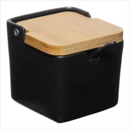 SALEIRO PORCELANA TAMPA BAMBU HAUSKRAFT ETILUX Preto - 2