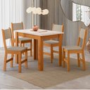 Ver imagem 1 de Conjunto Sala de Jantar Mesa Bellagio 108cm com 4 Cadeiras Lugano Yescasa Freijo UV/Off White