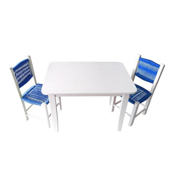 Conjunto Infantil Mesa de Madeira Com 2 Cadeiras Fio Azul - 1