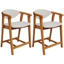 Ver imagem 1 de Kit 02 Banquetas Baixa Cozinha Sala de Jantar Bancada Cecília L02 Bouclê Cru - Lyam Decor