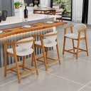 Ver imagem 2 de Kit 02 Banquetas Baixa Cozinha Sala de Jantar Bancada Cecília L02 Bouclê Cru - Lyam Decor