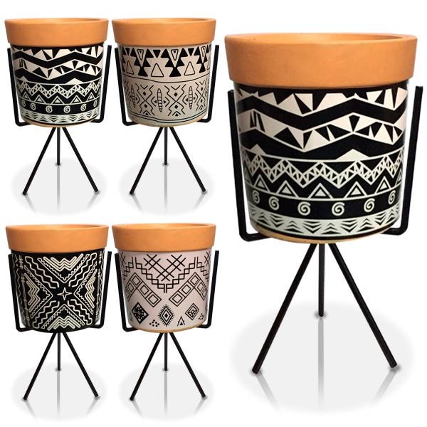 Kit 4 Vaso Cerâmica Decorativo Para Planta Suculenta 8,5x9cm - 2