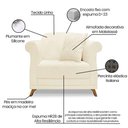Ver imagem 4 de Kit Poltrona E Sofá 2 Lugares 1,80M Bege Pés Castanho