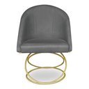 Ver imagem 3 de Cadeira Poltrona de Jantar Bela Veludo Grafite Base Metálica Luxo Dourado - Pallazio