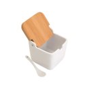 Ver imagem 4 de Saleiro Bianco Cerâmica Branco Tampa Bambu com Colher 9cm