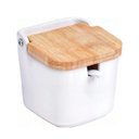 Ver imagem 2 de Saleiro Bianco Cerâmica Branco Tampa Bambu com Colher 9cm