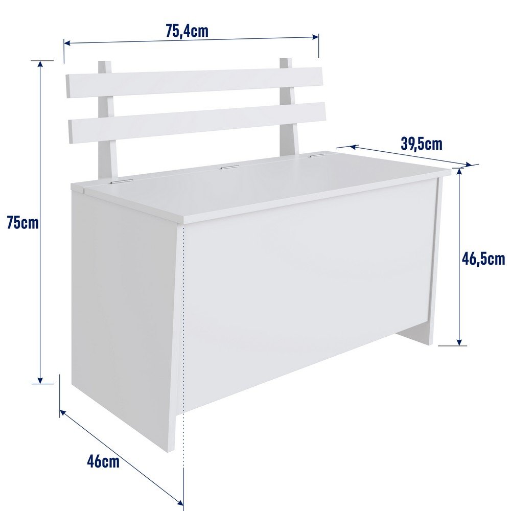 Caixa Porta Trecos 75cm com Assento Branco Cl001 Completa Móveis - 5