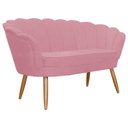 Ver imagem 3 de Namoradeira Estofada 2 Lugares Para Sala Comercial Pétala Suede Rosa Barbie - LM DECOR