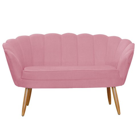 Namoradeira Estofada 2 Lugares Para Sala Comercial Pétala Suede Rosa Barbie - LM DECOR