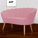 Ver imagem 2 de Namoradeira Estofada 2 Lugares Para Sala Comercial Pétala Suede Rosa Barbie - LM DECOR